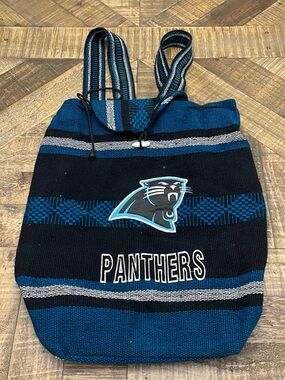 woven, Mexican-style Carolina Panthers drawstring bag